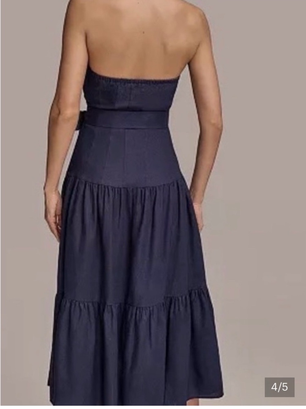 Donna Karan Navy Backless Halter Dress with Waist Tie - Picture 2 of 5